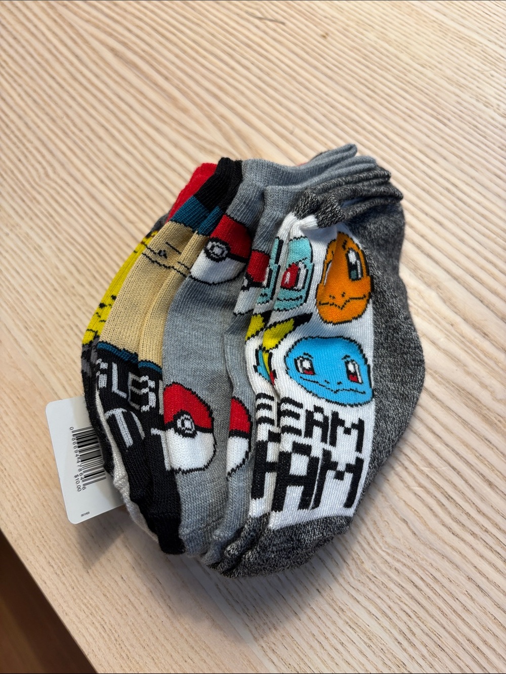 Pokemon Kids' Gray Character Ankle Socks - Pack of 5